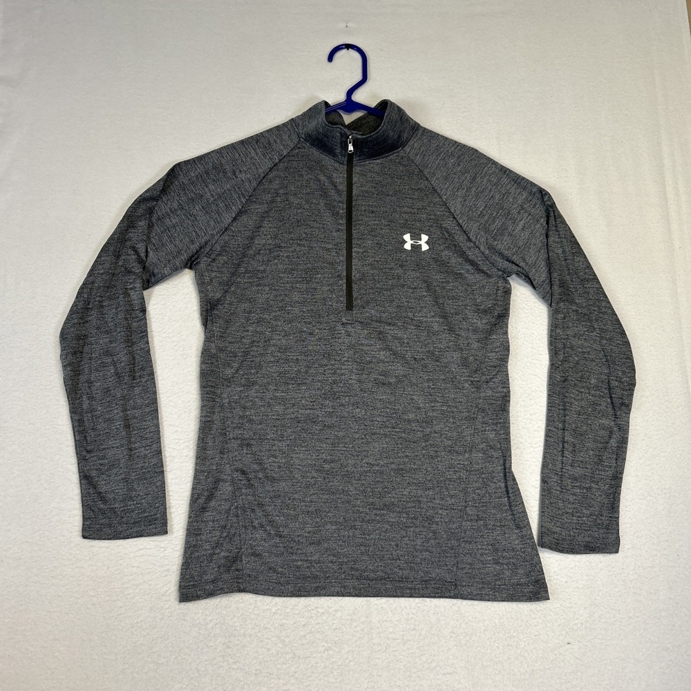 Under Armour Shirt Womens Large Gray Heatgear Tech Twist Long Sleeve 1/2 Zip Top
